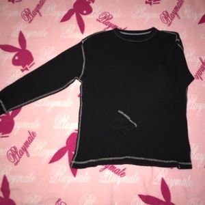 Thermal black waffle print e-boy/girl contrasted long sleeve